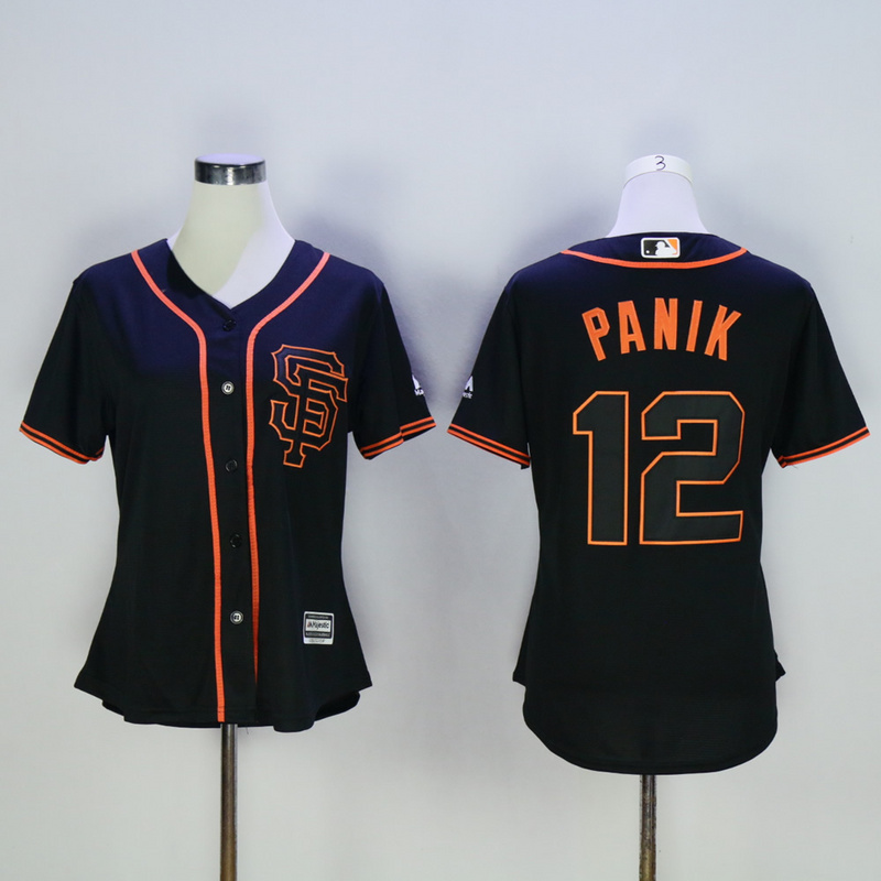 Women San Francisco Giants #12 Panik Black MLB Jerseys->san francisco giants->MLB Jersey